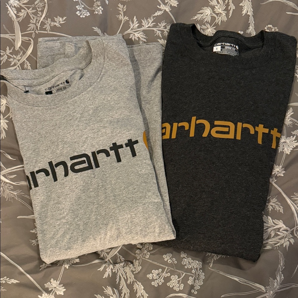 Carhartt Gray and Black T-Shirts with Logo set of 2 large